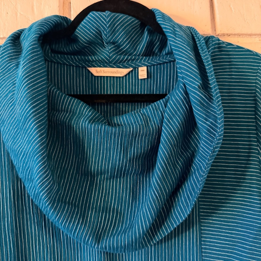 Soft Surroundings Vision In Velvet Cowl Tunic in Tapestry Teal - Picture 3 of 9